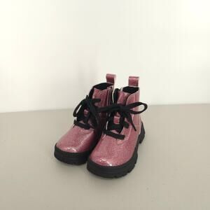 UGG Girl's Toddler Ashton Lace-Up Glitter Lug Booties Size 9